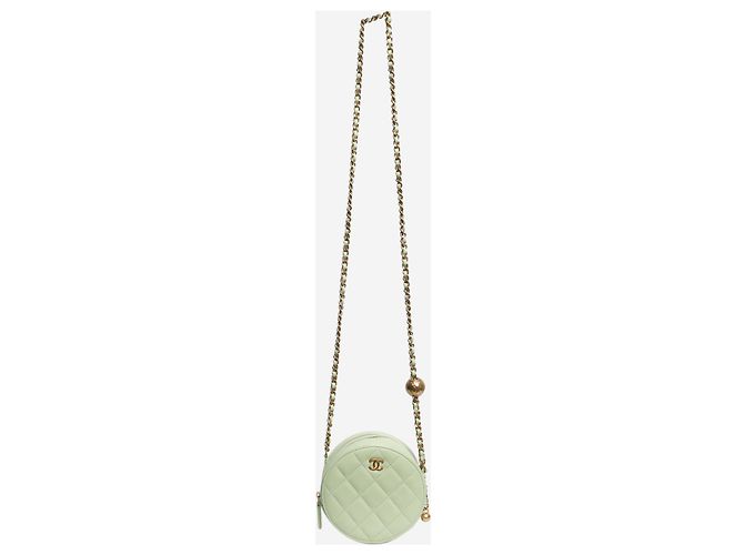 Chanel Runde Vanity Cross-Body-Tasche aus gestepptem Leder, hellgrün 2021 - Ansicht 2