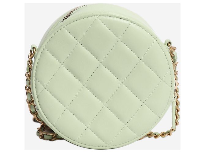 Chanel Runde Vanity Cross-Body-Tasche aus gestepptem Leder, hellgrün 2021 - Ansicht 9