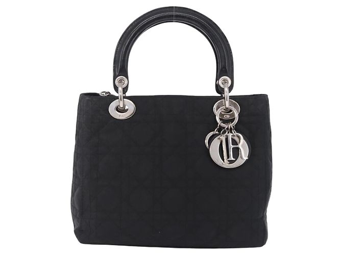 Christian Dior Lady Dior Canage Hand Bag Nylon Black Silver - vista 13