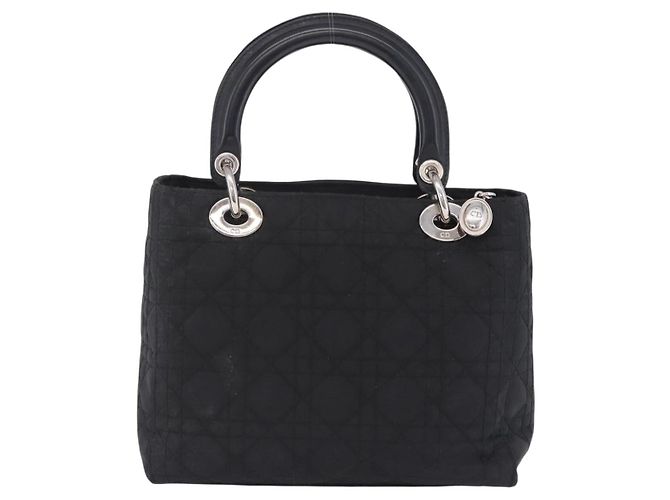 Christian Dior Lady Dior Canage Hand Bag Nylon Black Silver - vista 2