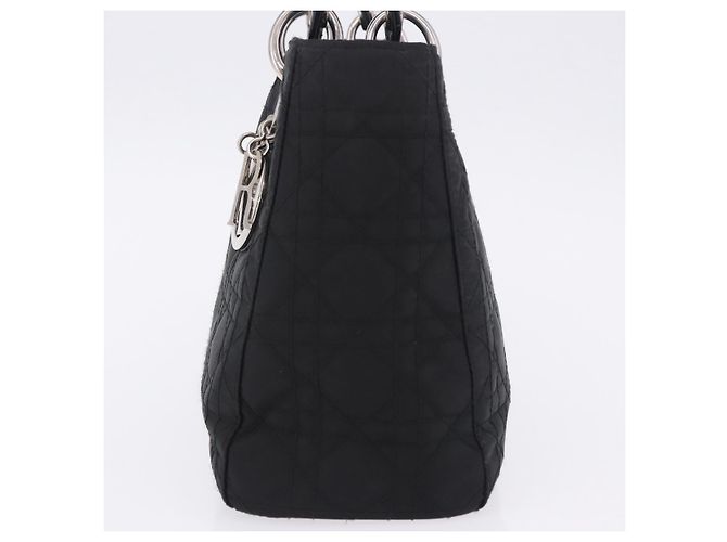 Christian Dior Lady Dior Canage Hand Bag Nylon Black Silver - vista 4