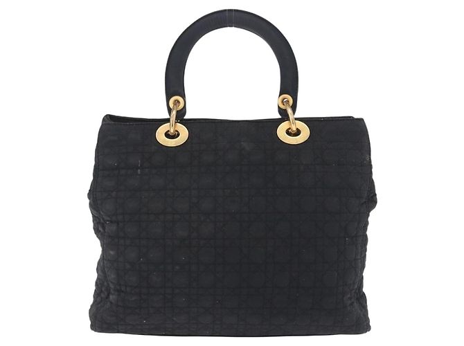 Christian Dior Lady Dior Canage Hand Bag Canvas Black Gold - vista 2