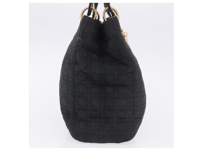Christian Dior Lady Dior Canage Hand Bag Canvas Black Gold - vista 5