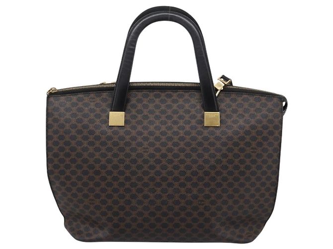 Céline CELINE Macadam Hand Bag PVC Leather 2way Black Gold Tone - vista 13
