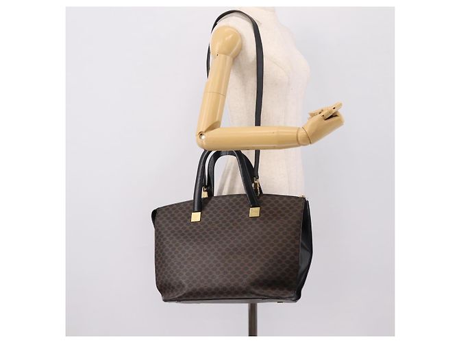 Céline CELINE Macadam Hand Bag PVC Leather 2way Black Gold Tone - vista 25