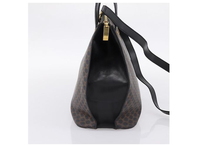 Céline CELINE Macadam Hand Bag PVC Leather 2way Black Gold Tone - vista 3
