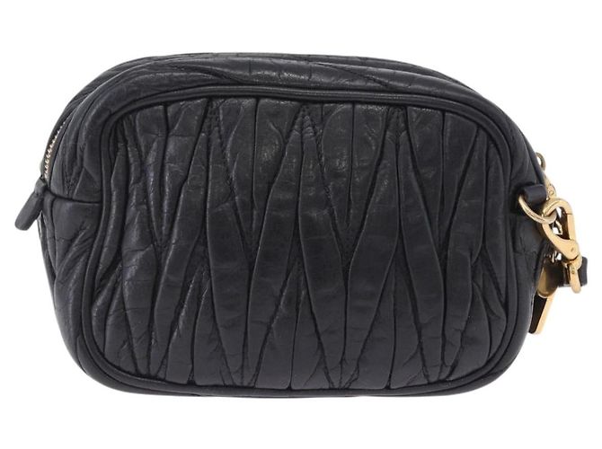 Miu Miu Matelasse Shoulder Bag Leather Black Gold Tone - vista 2
