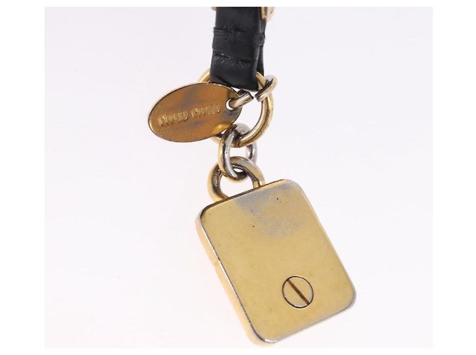 Miu Miu Matelasse Shoulder Bag Leather Black Gold Tone - vista 9