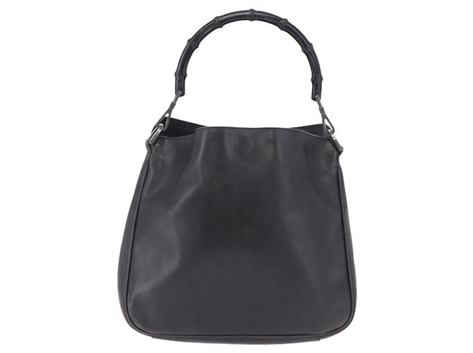 GUCCI Bamboo Hand Bag Leather Black Silver 001 1638 - vista 13