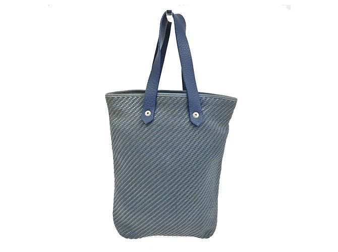 Hermès Hermes Ahmedabad de piel trenzada y lona GM Azul - vista 2
