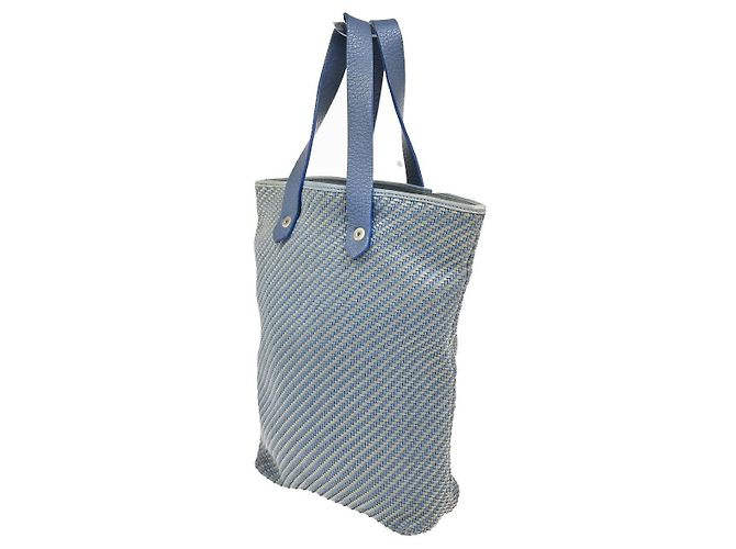 Hermès Hermes Ahmedabad de piel trenzada y lona GM Azul - vista 4