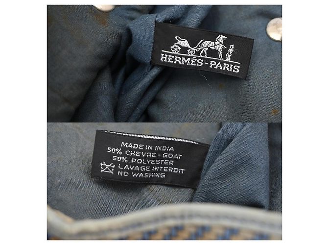 Hermès Hermes Ahmedabad de piel trenzada y lona GM Azul - vista 6