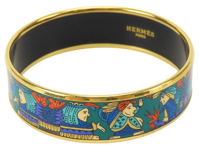 Hermès Bangles in smalto blu e verde Hermes - vista 2
