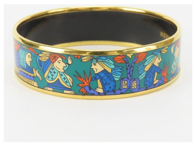 Hermès Bangles in smalto blu e verde Hermes - vista 4