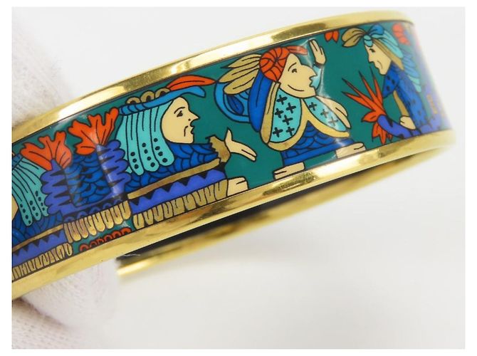 Hermès Bangles in smalto blu e verde Hermes - vista 6