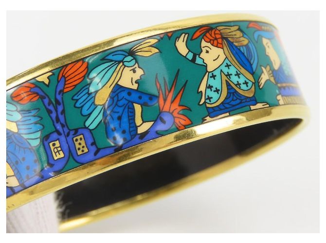 Hermès Bangles in smalto blu e verde Hermes - vista 7