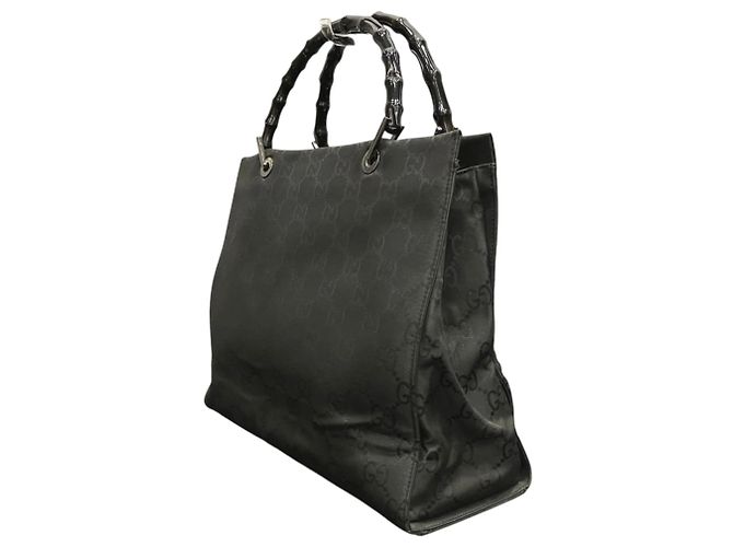 Bamboo Gucci Shopper-Bag aus schwarzem Nylon - Ansicht 6