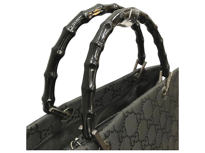 Bamboo Gucci Shopper-Bag aus schwarzem Nylon - Ansicht 9