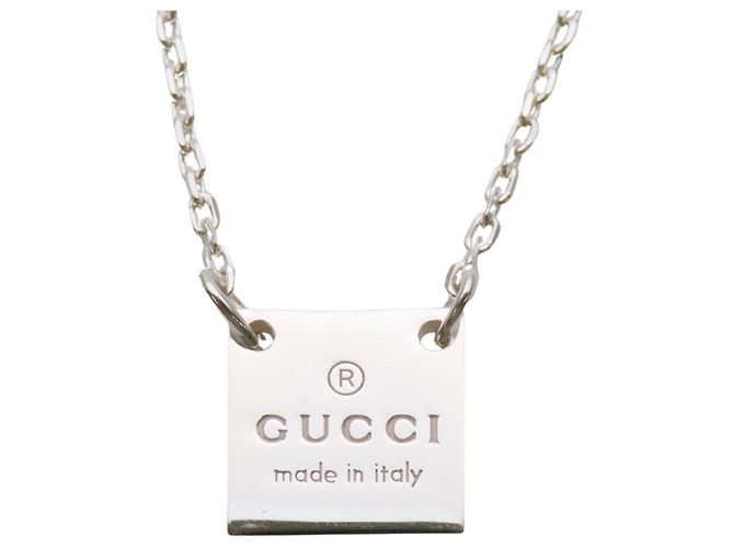 Collana Gucci con placca quadrata in Argento 925 - vista 2