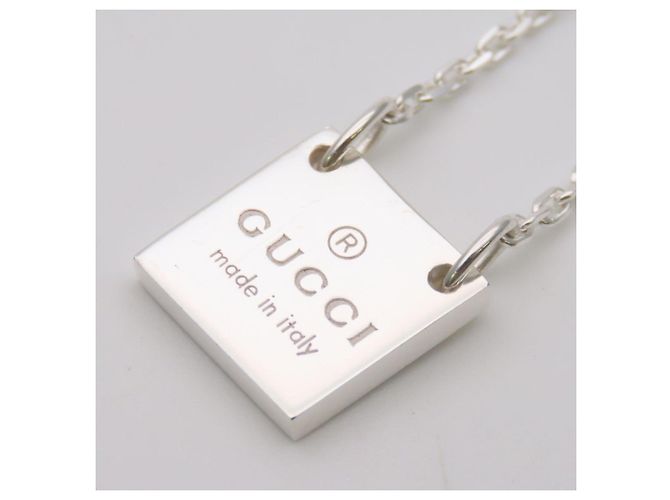 Collana Gucci con placca quadrata in Argento 925 - vista 4