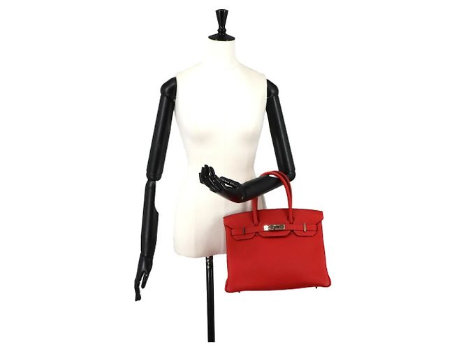 Hermès Borsa Hermes Birkin 30 in Togo Rouge Tomato Rosso - vista 10