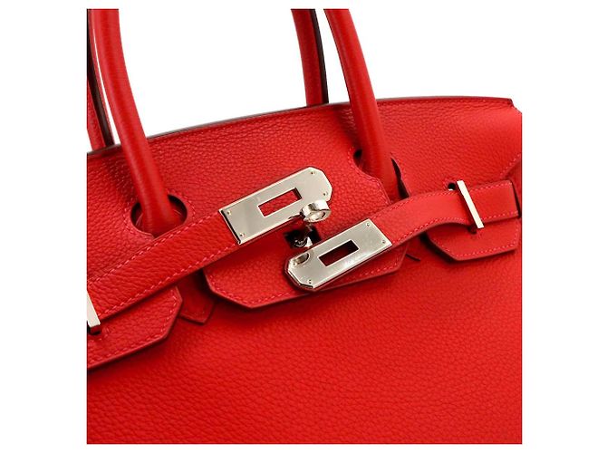 Hermès Borsa Hermes Birkin 30 in Togo Rouge Tomato Rosso - vista 9