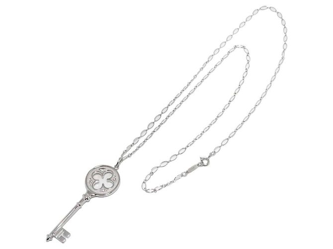 Autre Marque Collana Chiave Trifoglio Tiffany & Co. con Diamanti in Oro Bianco 18K - vista 2