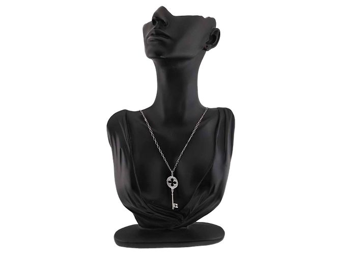 Autre Marque Collana Chiave Trifoglio Tiffany & Co. con Diamanti in Oro Bianco 18K - vista 8