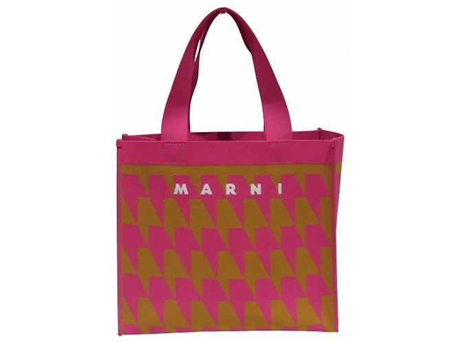 Marni Jacquard Canvas Tote Bag Medium Braun Pink - Ansicht 2