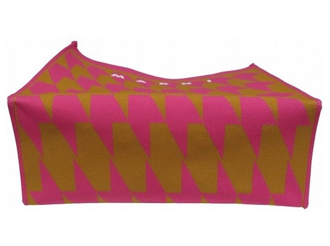 Marni Jacquard Canvas Tote Bag Medium Braun Pink - Ansicht 3
