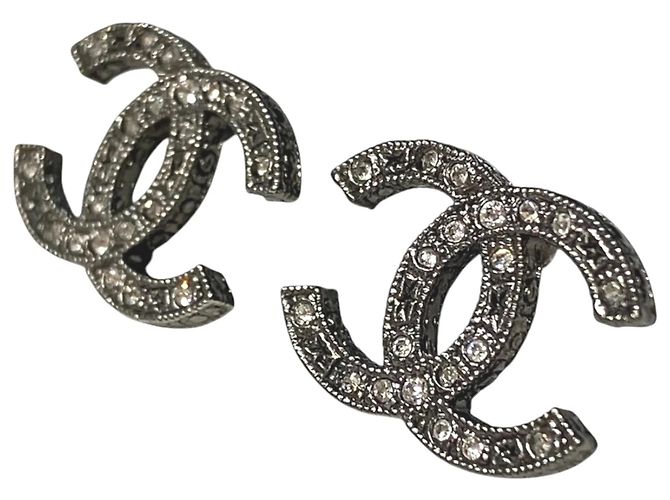 Chanel Coco Mark Ohrringe Schwarz Silber - Ansicht 2