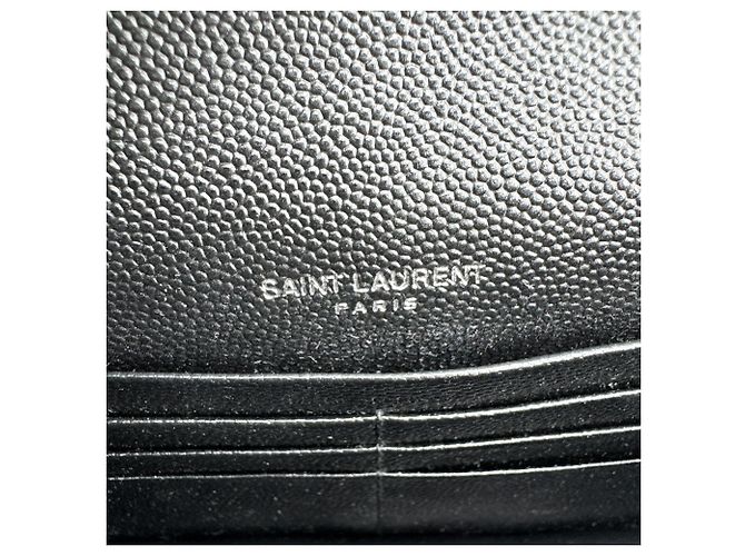 Autre Marque Saint Laurent Classic Monogram Wallet on Chain Matelasse Chevron Leather Small Negro - vista 6