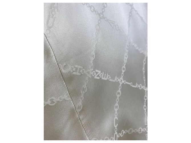 Chanel Vestido Blouson 23C Ecru de Seda Jacquard con Lazo de Terciopelo FR 40 - vista 5