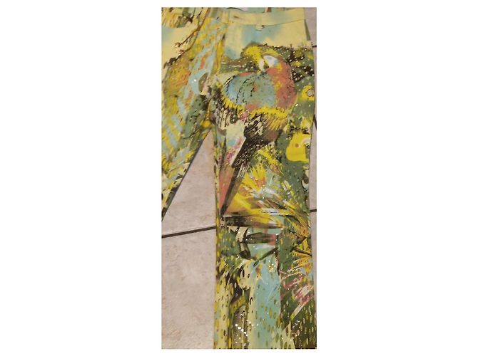Roberto Cavalli Pantaloni stampati con pappagalli e paillettes - vista 5