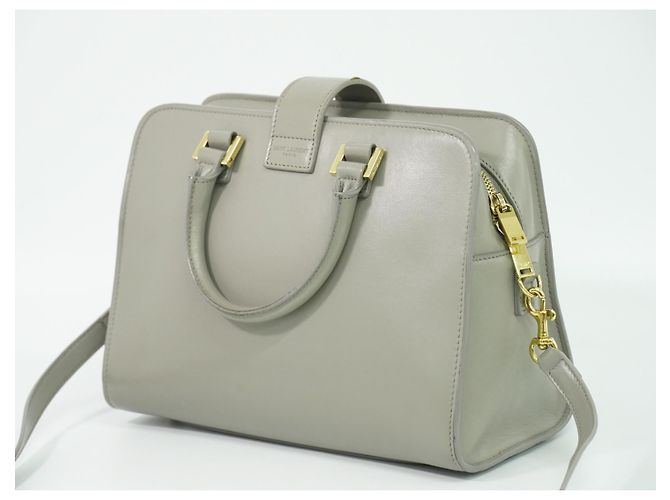 Autre Marque Saint Laurent Monogram Cabas Leather Medium Castaño - vista 2