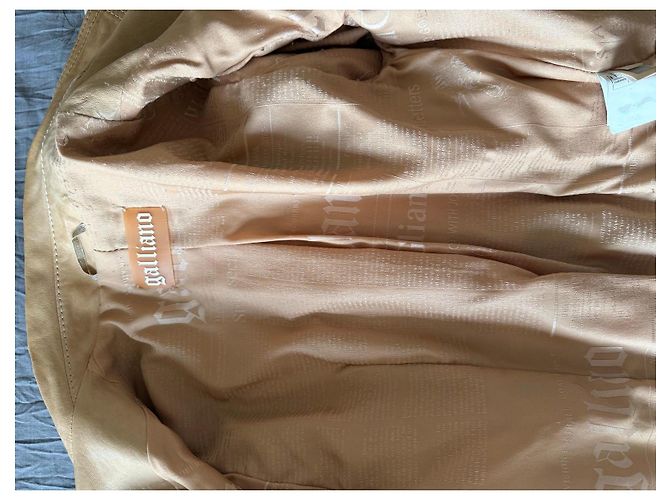 Galliano Beige biker style leather jacket - view 9