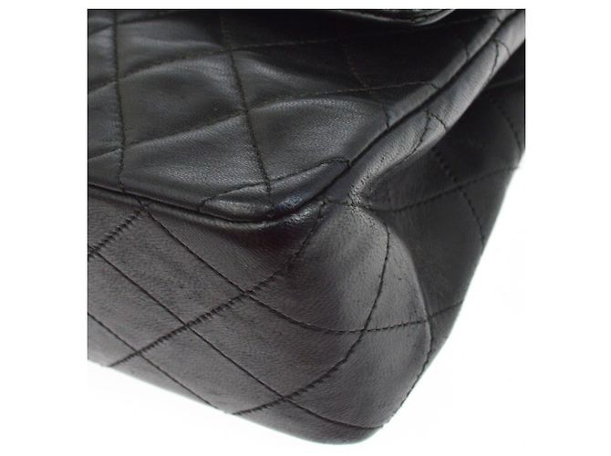 Chanel Vintage Classic Double Flap Quilted Lambskin Medium Nero - vista 4