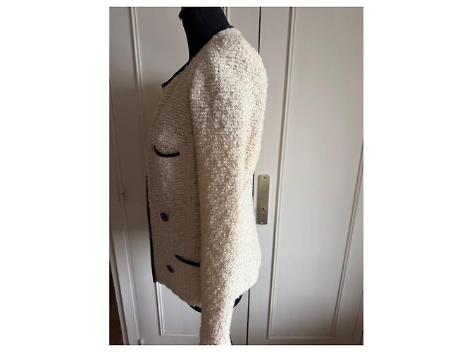 Giacca corta in tweed ecru e pelle ISABEL MARANT - vista 4