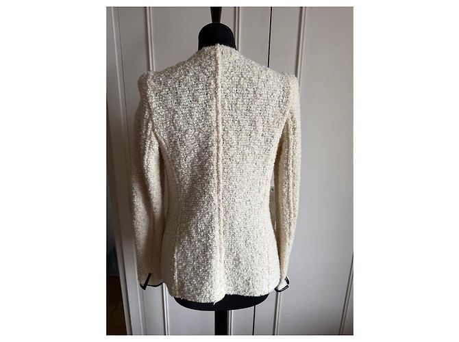 Giacca corta in tweed ecru e pelle ISABEL MARANT - vista 5