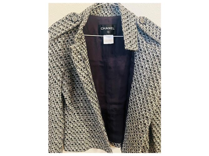 Timeless Giacca Chanel in tweed bianco e nero - vista 2