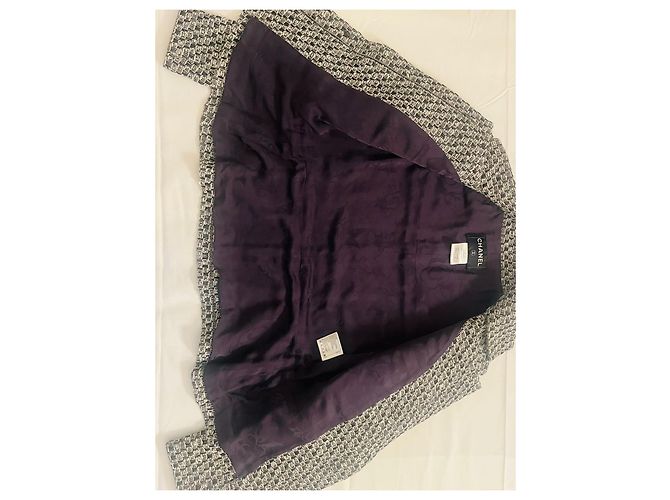 Timeless Giacca Chanel in tweed bianco e nero - vista 6