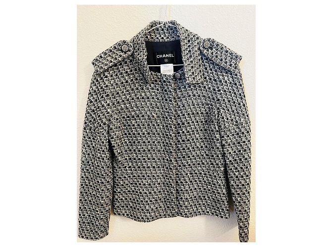 Timeless Giacca Chanel in tweed bianco e nero - vista 7