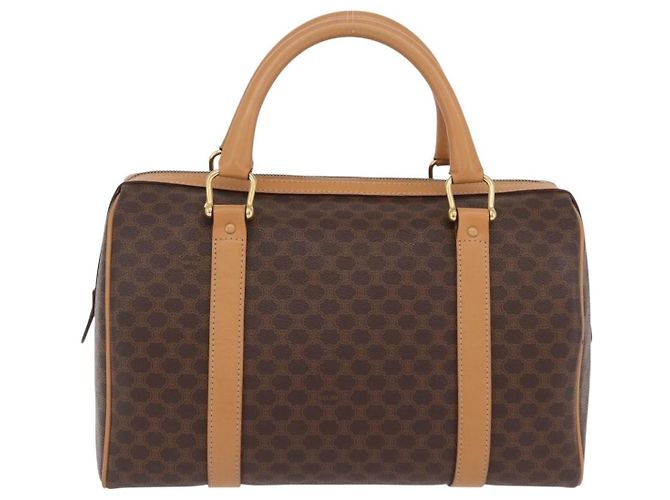 Céline Celine Vintage Boston Macadam Coated Canvas Medium Marrone - vista 2