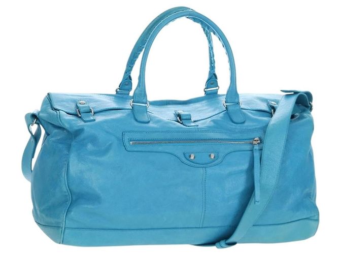 Balenciaga Squash Duffle Leather Medium Blau - Ansicht 3
