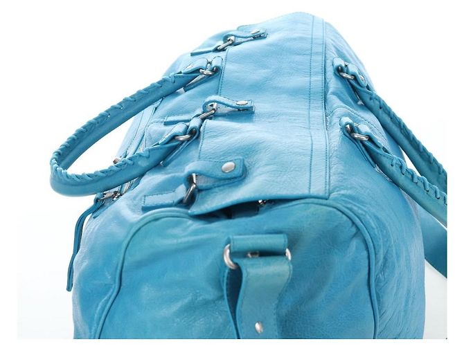 Balenciaga Squash Duffle Leather Medium Blau - Ansicht 7