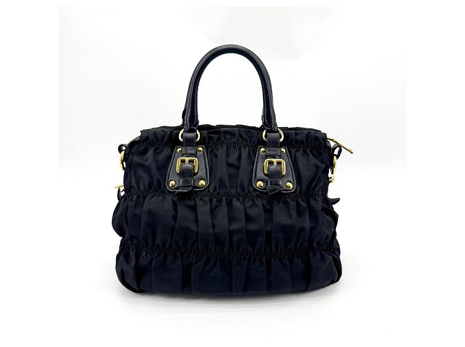 Prada Gaufre Convertible in pelle e Tessuto Large Nero - vista 2
