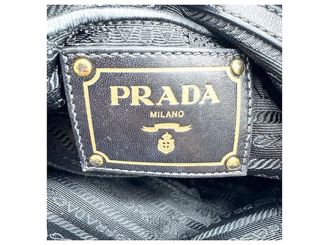 Prada Gaufre Convertible in pelle e Tessuto Large Nero - vista 6