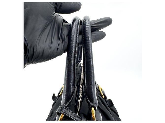 Prada Gaufre Convertible in pelle e Tessuto Large Nero - vista 7