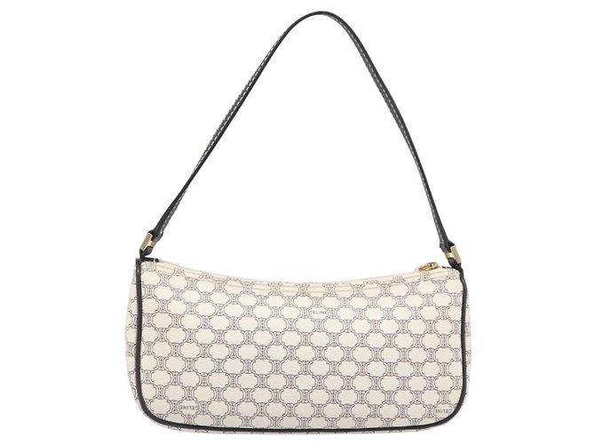 Céline Bolso de hombro con cremallera Celine Triomphe Macadam de lona Blanco - vista 2