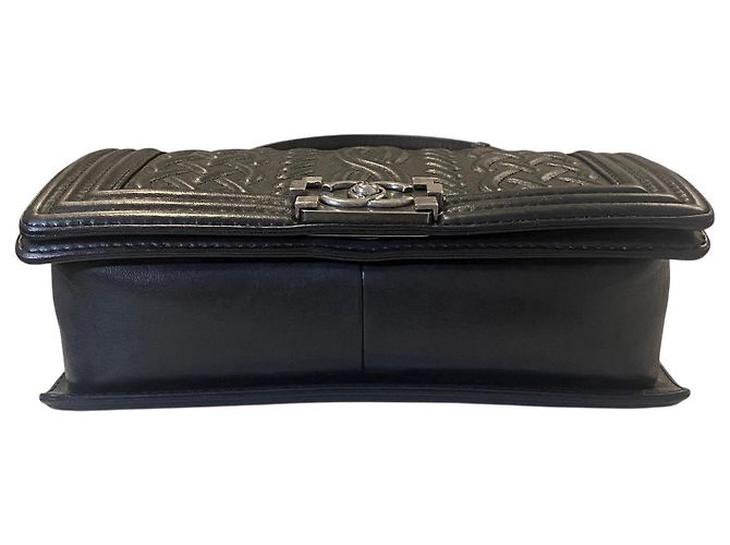 Bolsa Chanel Boy Flap Medium Edinburgh Celtic Knot Preta Preto Hardware prateado - vista 6